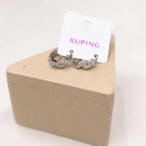 گوشواره حلقه‌ای زنانه ژوپینگ مدل زنجیری نگین‌دار